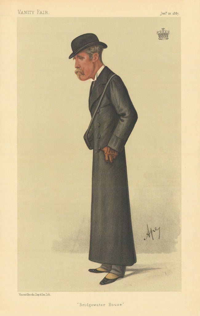 VANITY FAIR SPY CARTOON Francis Egerton, Earl Ellesmere 'Bridgewater House' 1887